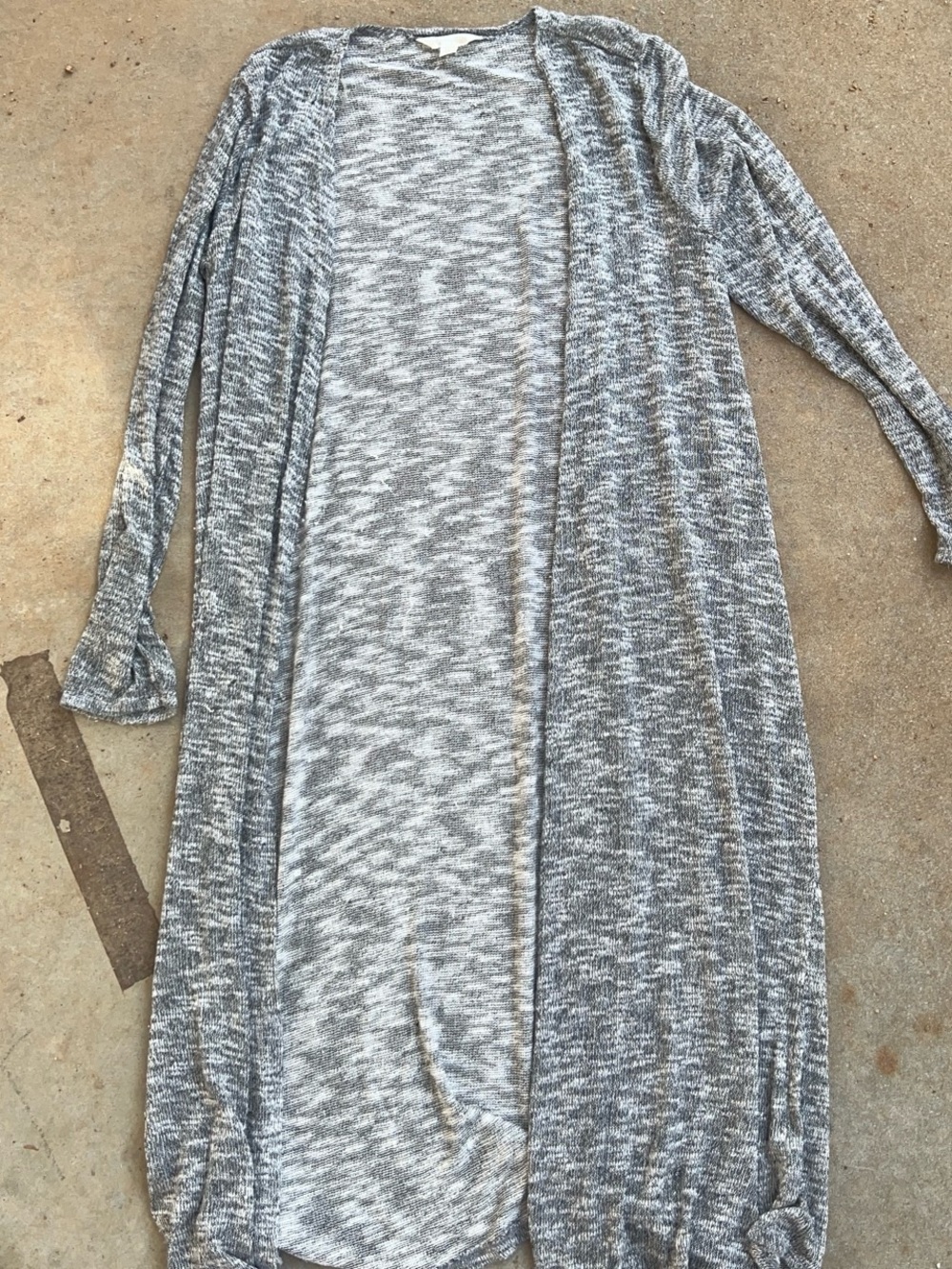 Women’s Open-Front Gray Marled Long Cardigan
